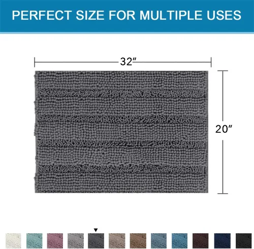 Miniatura 306 de H.VERSAILTEX Tapetes de baño antideslizantes para baño, alfombras de baño extragruesas de felpilla a rayas, tapetes de baño de 47" x 17", alfombras