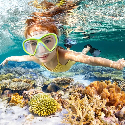 Miniatura 7 de ACQCES Gafas de natación para niños, máscara de buceo para niños y niñas de 5 a 15 años, gafas de natación antivaho de dos colores con cubierta