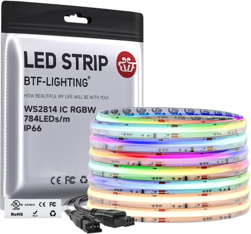 Miniatura 16 de BTF-LIGHTING Tira LED FCOB COB WS2814 IC RGBW 6000K Flexible de Alta Densidad con Efecto de Persecución de Color Uniforme 3m DC24V 896LED/m 16IC/m