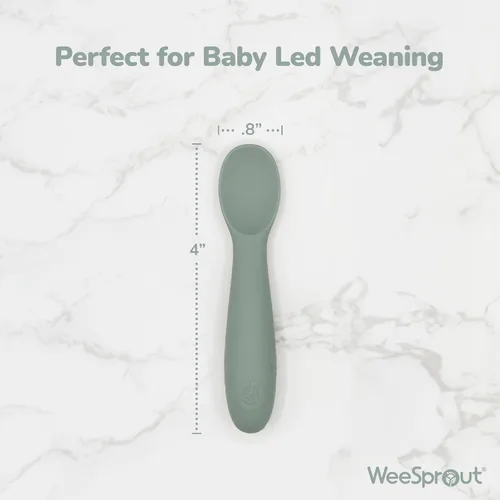 Miniatura 2 de WeeSprout Cucharas de bebé para autoalimentación a partir de 6 meses, utensilios de silicona suaves y duraderos para encías y dientes sensibles