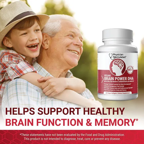 Miniatura 9 de DHA vegano para cerebro y prenatal 100% a base de algas Omega 3 ácidos grasos esenciales sin carragenano, sin aceite vegetal más 2500 mcg