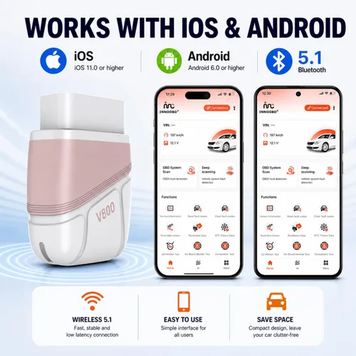 Miniatura 7 de Panlong Escáner Bluetooth OBD2 para iPhone iOS Android, lector de código ABS SRS del motor, herramienta de diagnóstico OBDII del coche