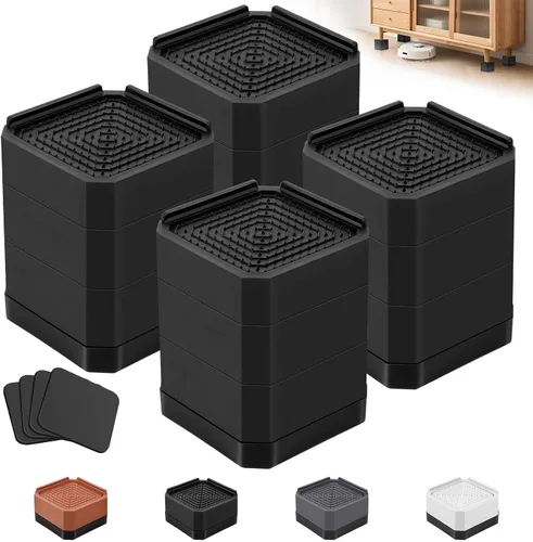 Miniatura 16 de Elevadores de cama para muebles – Elevador de bloque rectangular ajustable para elevar 1.5-3 pulgadas y 4.3 pulgadas camas, mesas, sofás
