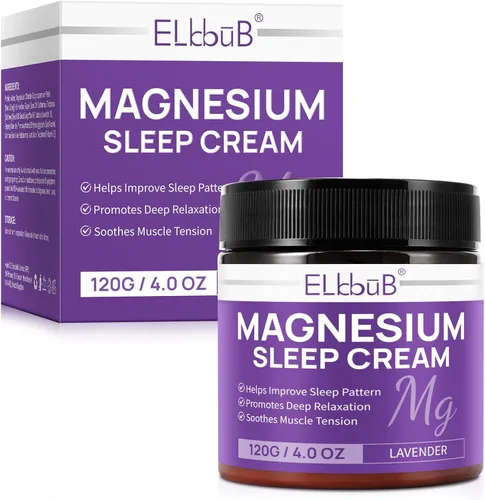 Crema de magnesio para dormir - Enriquecida con aceite de almendras, lavanda y vitamina E para una relajación profunda - Loción de magnesio natural