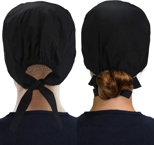 Miniatura 2 de ABAMERICA Gorras de trabajo con botón y banda para el sudor, sombreros de trabajo ajustables para mujeres y hombres, talla única