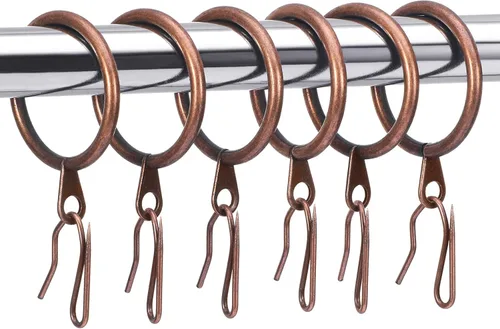 Miniatura 12 de Hotop 30 piezas de argollas de cortina de metal 0.98/1.26/1.65 pulgadas de diámetro interior y 30 piezas de ganchos de cortina de metal para Negro