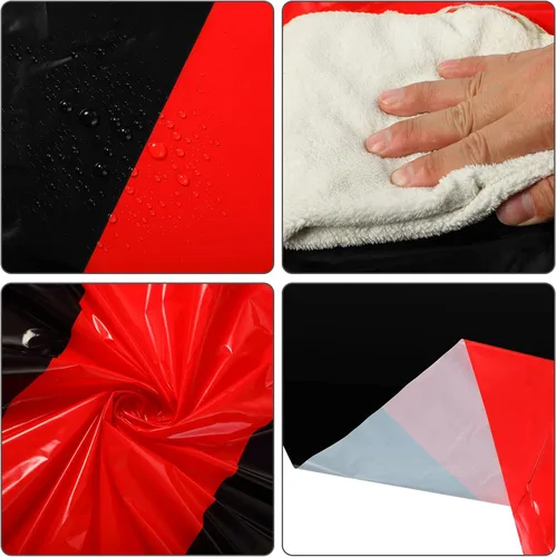 Miniatura 2 de Mixweer Mantel de noche de película, 3 piezas, cubierta de plástico con temática de película, mantel rectangular negro y rojo con papel dorado