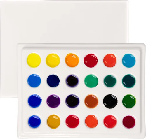 Miniatura 10 de MEEDEN Paleta de acuarela de cerámica con tapa, bandeja de mezcla de porcelana blanca de 12 pocillos, paleta de pintura para artista con tapa