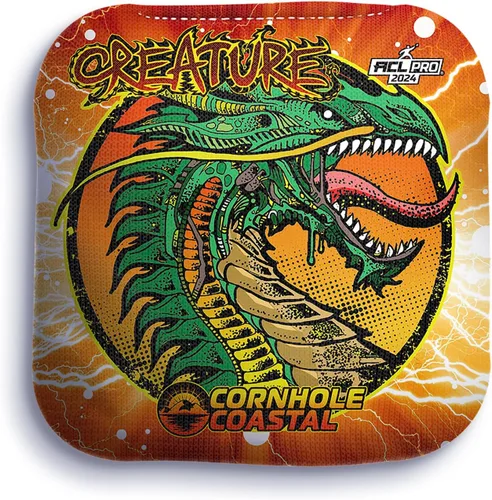 Miniatura 17 de Juego de 4 bolsas de maíz profesionales reguladoras para juegos de lanzamiento de cornhole, para todos los niveles de habilidad (criatura)