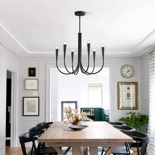 Miniatura 7 de Lámpara colgante moderna de 6 luces para comedor, cocina, sala de estar, lámpara industrial rústica negra MPL26-6 BK