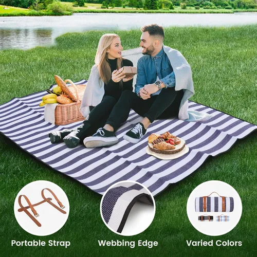Miniatura 4 de sapsisel Manta de picnic extragrande de 80 x 60 pulgadas, manta de picnic impermeable para la playa