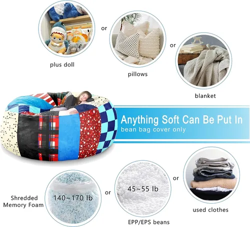 Miniatura 3 de Funda de puf gigante de 6 pies - Funda de puf de terciopelo holandés suave y esponjosa (sin relleno, solo funda), funda de sofá holgazán extragrande