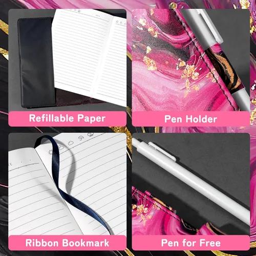 Miniatura 3 de CAGIE Diario con candado para niñas, kit de diario rayado rellenable A5 con contraseña y candado, lindos regalos de Navidad y cumpleaños para niñas