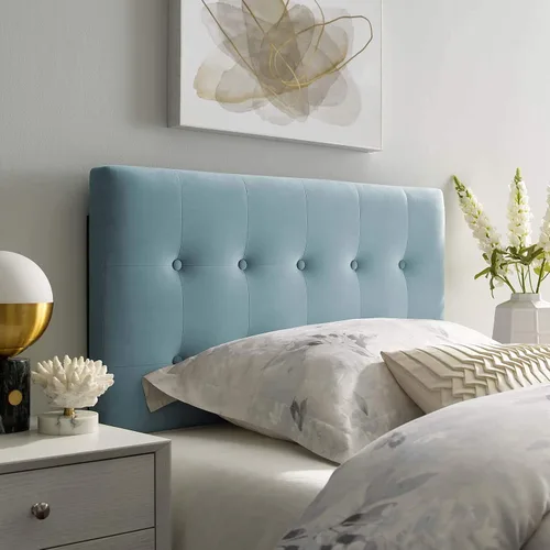 Miniatura 14 de Modway Emily - Cabecero de terciopelo con estilo capitoné para cama Queen, color azul claro