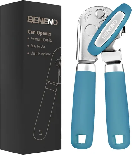 Miniatura 12 de Beneno Abrelatas manual resistente con imán, hoja de acero al carbono afilada duradera, corte suave, gran perilla de ahorro de esfuerzo y mango