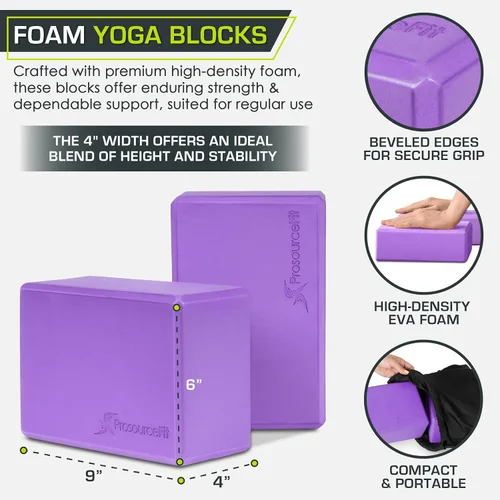 Miniatura 2 de ProsourceFit Foam Yoga Blocks, High Density EVA Yoga Bricks 4”x 6” x 9” (Set of 2)