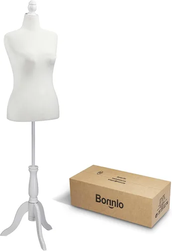 Miniatura 8 de Bonnlo Forma de vestido femenino con forma de maniquí pinable con base de trípode de madera (beige, 10-12)