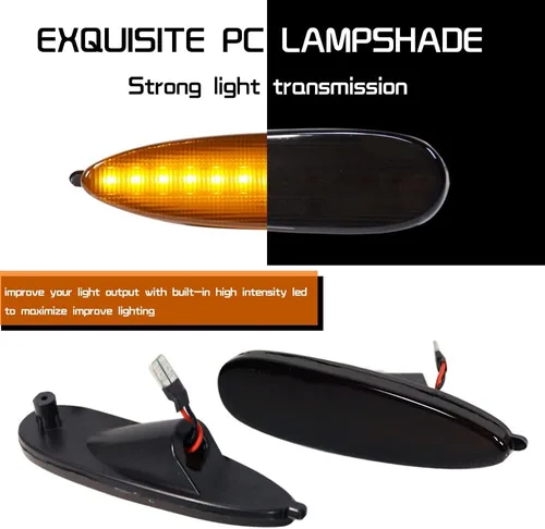 Miniatura 2 de Kit de lentes ahumadas negro con luz LED ámbar completa compatible con Pontiac GTO 2004 2005 2006 reemplazo de montaje parachoques delantero lado