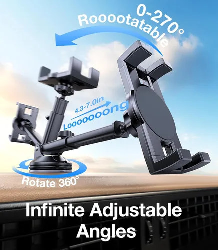 Miniatura 8 de Soporte para tablet para coche, soporte para iPad para coche【Parabrisas+Salpicadero】Ventosa para iPad para camión Soporte【360° 】Soporte para tablet