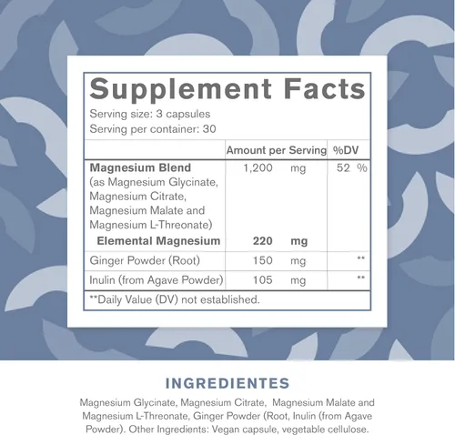 Miniatura 8 de SEIMA - Complejo de magnesio 4 en 1 – 1200 mg con glicinato, citrato, L-treonato y malato – sueño, alivio del estrés, recuperación muscular, energía
