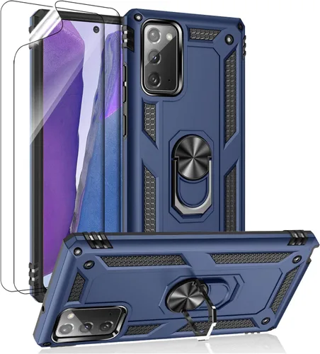 Miniatura 12 de Funda para Samsung Galaxy Note 20, Note20 5G con protectores de pantalla HD, soporte de anillo de metal de grado militar Androgate con soporte de 15
