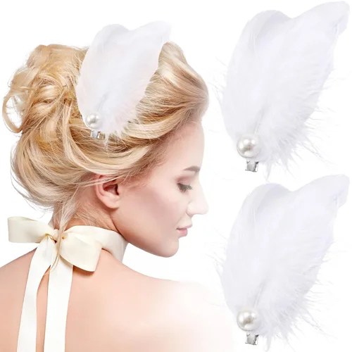 Miniatura 11 de ANCIRS Paquete de 4 pinzas para el pelo de plumas para mujer, pasadores de pelo en forma de ala mosca, accesorio para horquillas de los años 20, 2