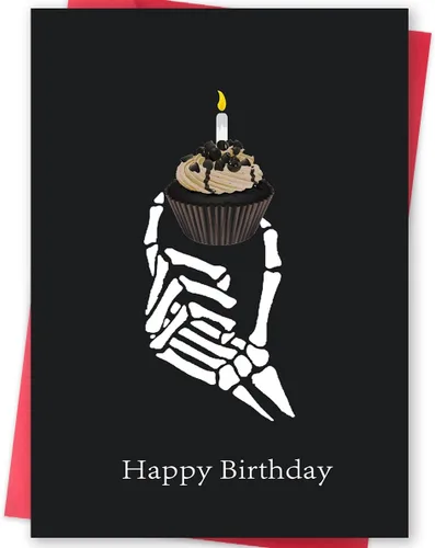 Ziwen Tarjeta de Cupcake de Cumpleaños Grosera, Regalos Divertidos del Día Gótico para Ella y Él, Tarjeta de Feliz Cumpleaños para Hombres y