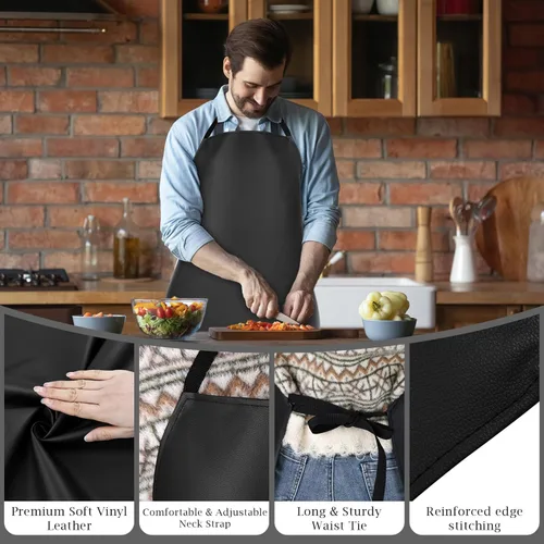 Miniatura 3 de PEASUG Delantal de carnicero impermeable, delantal de laboratorio ajustable extra largo con babero para lavavajillas, cocina, jardinería, aseo