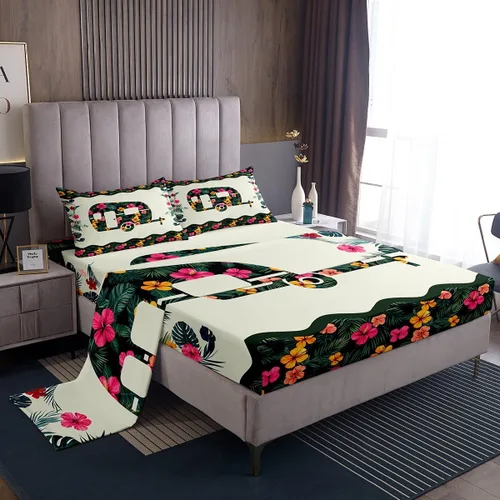 Miniatura 21 de Erosebridal Juego de sábanas de cardenal con bandera estadounidense, tamaño individual, coloridas flores florales, sábana bajera ajustable con ramas