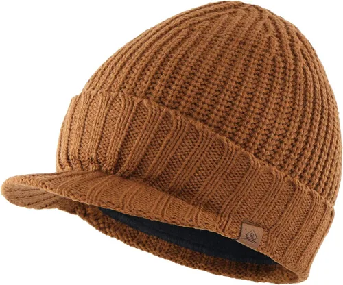 Miniatura 20 de Home Prefer - Gorro de invierno para hombre de punto grueso con visera, gorro tipo newsboy