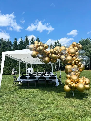 Miniatura 3 de Globos de látex dorados, 55 globos dorados metálicos de 12 pulgadas con 1 cinta para cumpleaños, graduación, baby shower, decoración de fiesta