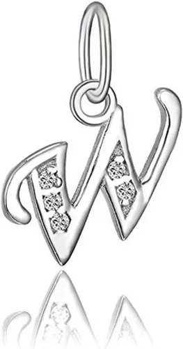 Miniatura 23 de Adabele Auténtica plata de ley brillante A-Z 26 letras pequeñas del alfabeto con circonita cúbica, colgante de diamantes de imitación resistente al