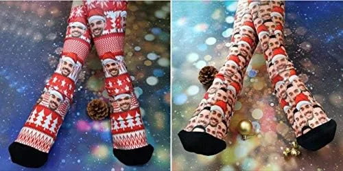 Miniatura 5 de InterestPrint Calcetines personalizados con fotos familiares para hombres y mujeres, sube tu imagen familiar memorable única, Blanco