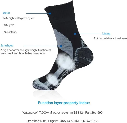 Miniatura 7 de RANDY SUN Calcetines impermeables, unisex, para ciclismo, caza, pesca, correr, 1 y 2 pares