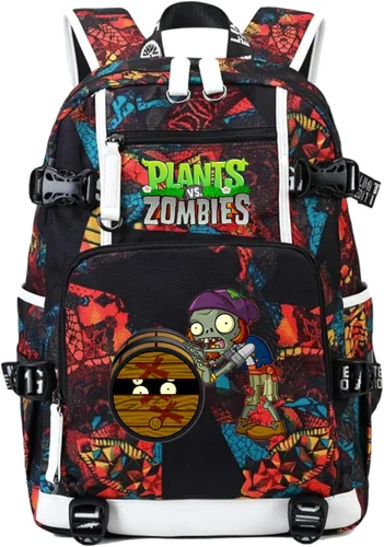 Miniatura 19 de ISaikoy Game Plants vs. Zombies - Mochila de hombro para libros, mochila escolar, mochila para computadora portátil, color rojo1