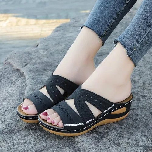 Miniatura 4 de Ladmiple Sandalias de moda para mujer, planas, cómodas, ortopédicas, para caminar, puntera abierta, soporte de arco, elegantes sandalias ortopédicas