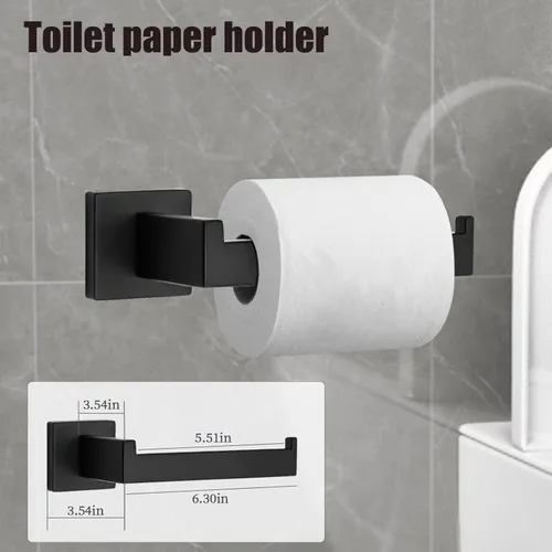 Miniatura 4 de Dorudon Atrox Juego de accesorios de baño de 5 piezas, juego de toallero negro con 2 ganchos para toallas, toallero de baño de acero inoxidable