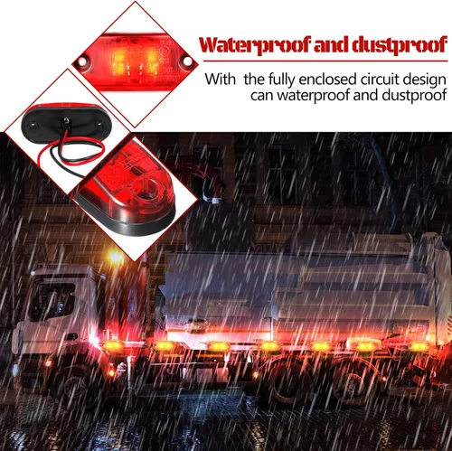 Miniatura 6 de Tallew 10 luces LED de remolque de 2.5 pulgadas, 2 diodos, impermeables, para remolque, marcador lateral, señal ovalada, luces de circulación