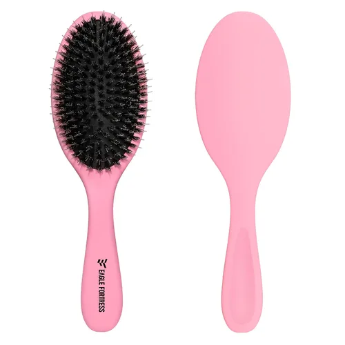 Miniatura 9 de Cepillo de cerdas de jabalí para mujeres, hombres y niños, cepillo desenredante para cabello grueso, adelgazamiento, seco o húmedo con alfileres