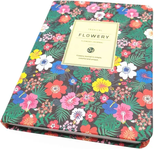 Diario florido, agenda y organizador de horarios (verde tropical, A7 (5 pulgadas)