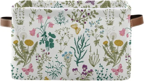 Contenedor rectangular de almacenamiento de hierbas y flores, 1 paquete, organizador plegable de lona con asas para armario, oficina, guardería,