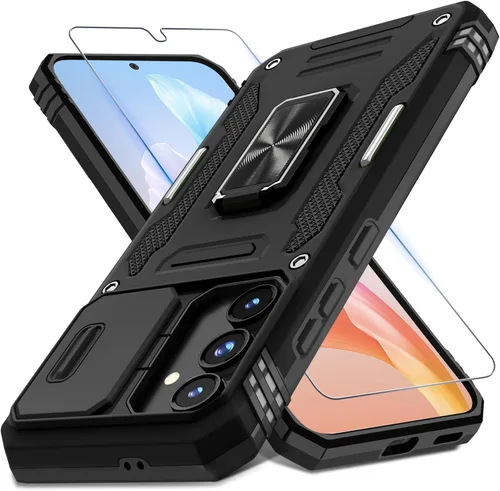 Miniatura 22 de DEERLAMN Funda para Samsung Galaxy A14 5G con Cubierta Deslizante para Cámara + Protector de Pantalla (2 Paquetes), Soporte de Anillo Giratorio