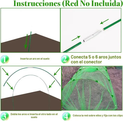 Miniatura 5 de Aros de invernadero, túnel de crecimiento, 6 juegos de aros de jardín de 8 pies de largo, marco de aros de jardín de fibra de vidrio libre de óxido