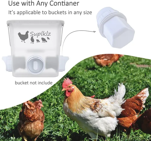 Miniatura 3 de Comedero para pollos DIY a prueba de lluvia, puerto alimentador para aves de corral, kit de alimentación por gravedad para cubos, barriles