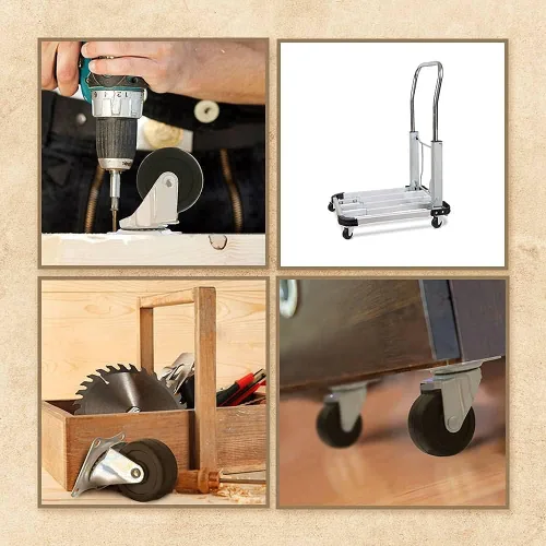 Miniatura 4 de Paquete de 4, 12 o 24 ruedas giratorias de goma con placa superior y rodamientos resistentes