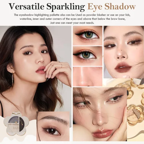 Miniatura 6 de Paleta de sombras de ojos con purpurina rosa, sombra de ojos color crema brillante mate, sombra de ojos marrón ahumado perezosa, altamente