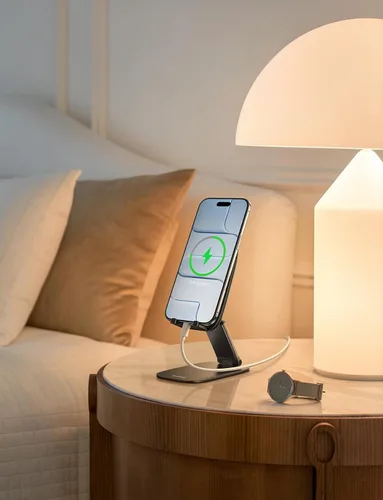 Miniatura 7 de Lamicall Soporte de teléfono ultrafino para escritorio, soporte plegable para teléfono celular de altura ajustable, base pesada resistente, funda