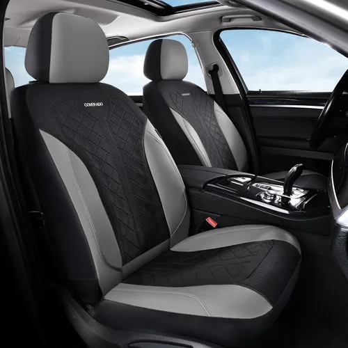 Miniatura 23 de Coverado Fundas de asiento delantero, fundas de asiento beige, 2 asientos, protectores de cuero para automóvil, paquete de 2, fundas de asiento