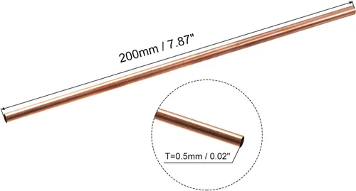 Miniatura 2 de uxcell Tubo de Cobre, 2mm 3mm 4mm 5mm 6mm 7mm DE x 0.5mm de Grosor de Pared 200mm de Longitud Tubo de Metal, Paquete de 6