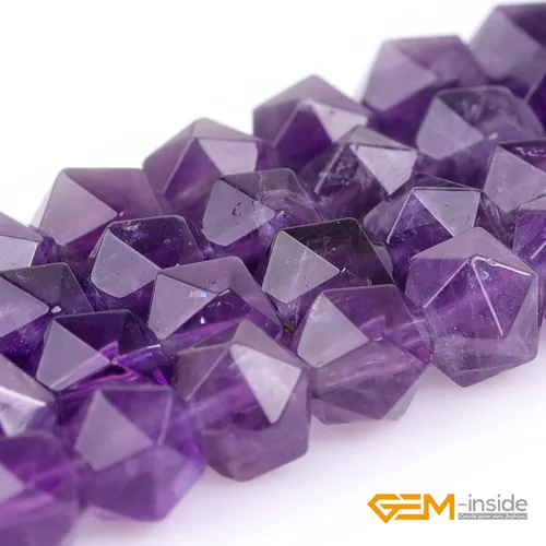 Miniatura 3 de GEM-Inside - Cuentas sueltas de amatista natural de 0.236 pulgadas (0.236 in), facetadas, color morado cuadrado, cristal de Cambay, piedra